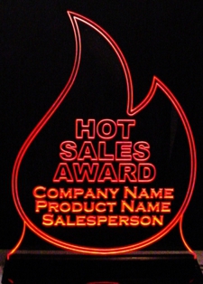 Flame Sample Acrylic Lighted Edge Lit LED Sign / Light Up Plaque Full Size Made in USA