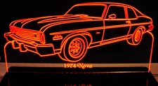 1974 Nova Acrylic Lighted Edge Lit LED Sign / Light Up Plaque Full Size Made in USA