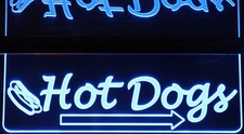 Hot Dog Restaurant Sign Acrylic Lighted Edge Lit LED Sign / Light Up Plaque Full Size Made in USA
