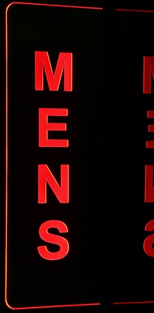 Mens Ladies Restroom Bathroom Women Gents Right Side Flag Mount Acrylic Lighted Edge Lit LED Sign / Light Up Plaque Full Size Made in USA