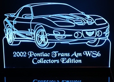 2002 Trans Am WS6 Acrylic Lighted Edge Lit LED Sign / Light Up Plaque Full Size Made in USA