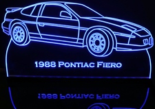 1988 Pontiac Fiero Acrylic Lighted Edge Lit LED Sign / Light Up Plaque Full Size Made in USA