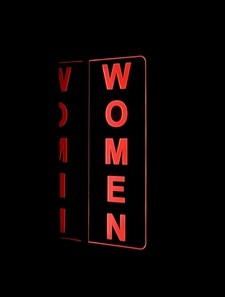 Women Restroom Men Ladies Bathroom Vertical Acrylic Lighted Edge Lit LED Sign / Light Up Plaque Full Size Made in USA
