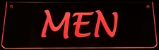 Men Restroom Ladies Mounts Flat to the Wall Mens Womens Acrylic Lighted Edge Lit LED Sign / Light Up Plaque Full Size Made in USA