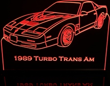 1989 Trans Am Turbo Acrylic Lighted Edge Lit LED Sign / Light Up Plaque Full Size Made in USA