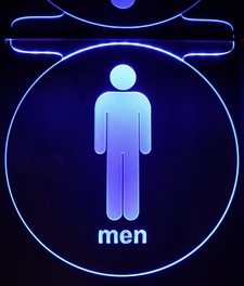 Men Restroom Bathroom Ceiling Mount 11" Only Mens Circle Round Acrylic Lighted Edge Lit LED Sign / Light Up Plaque Full Size Made in USA