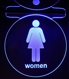Women Restroom Ladies Mens Bathroom Acrylic Lighted Edge Lit LED Sign / Light Up Plaque Full Size Made in USA