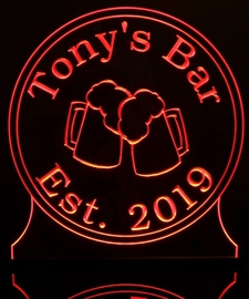 Tonys Bar Sign Acrylic Lighted Edge Lit LED Sign / Light Up Plaque Full Size Made in USA