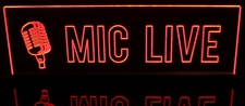 MIC LIVE Recording Studio Acrylic Lighted Edge Lit LED Sign / Light Up Plaque Full Size Made in USA