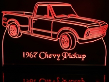 1967 Chevy Pickup Acrylic Lighted Edge Lit LED Sign / Light Up Plaque Full Size Made in USA