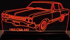 1965 Oldsmobile 442 Acrylic Lighted Edge Lit LED Car Sign / Light Up Plaque