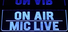 On Air - Mic Live Recording Home Studio Acrylic Lighted Edge Lit LED Sign / Light Up Plaque Full Size Made in USA