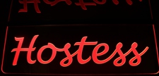 Hostess Restaurant Cafe Bar Dining Acrylic Lighted Edge Lit LED Sign / Light Up Plaque Full Size Made in USA
