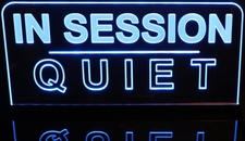 IN SESSION | QUIET Recording Acrylic Lighted Edge Lit LED Sign / Light Up Plaque Full Size Made in USA