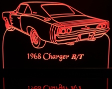 1968 Dodge Charger Rear View Acrylic Lighted Edge Lit LED Sign / Light Up Plaque Full Size Made in USA