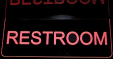 Restroom Double Sided (choose your text) Ladies Mens Bathroom horizontal 16" wide Acrylic Lighted Edge Lit LED Sign / Light Up Plaque Full Size Made in USA