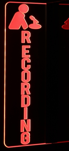 Recording vertical with Man & Mic Acrylic Lighted Edge Lit LED Sign / Light Up Plaque Full Size Made in USA
