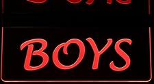 Boys Restroom Bathroom Acrylic Lighted Edge Lit LED Sign / Light Up Plaque Full Size Made in USA