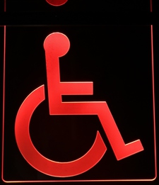 Handicap Restroom Sign Acrylic Lighted Edge Lit LED Sign / Light Up Plaque Full Size Made in USA