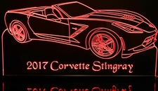 2017 Corvette Stingray Convertible Acrylic Lighted Edge Lit LED Sign / Light Up Plaque Full Size Made in USA