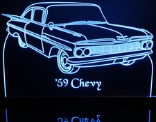 1959 Chevy Belair Acrylic Lighted Edge Lit LED Sign / Light Up Plaque Full Size Made in USA