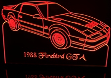 1988 Firebird GTA Acrylic Lighted Edge Lit LED Sign / Light Up Plaque Full Size Made in USA