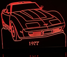 1977 Corvette Acrylic Lighted Edge Lit LED Sign / Light Up Plaque Full Size Made in USA