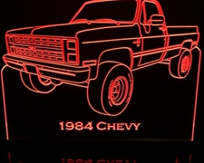 1984 Chevy Pickup Acrylic Lighted Edge Lit LED Sign / Light Up Plaque Full Size Made in USA