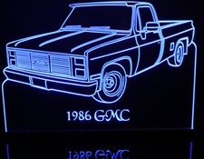 1986 GMC Acrylic Lighted Edge Lit LED Sign / Light Up Plaque Full Size Made in USA