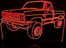 1986 Chevy Pickup Acrylic Lighted Edge Lit LED Sign / Light Up Plaque Full Size Made in USA