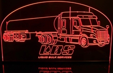 Semi Truck (add your own text) Acrylic Lighted Edge Lit LED Sign / Light Up Plaque Full Size Made in USA