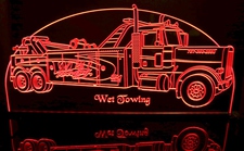 Wrecker (add your own text) Acrylic Lighted Edge Lit LED Sign / Light Up Plaque Full Size Made in USA