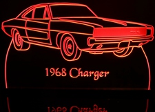 1968 Dodge Charger Acrylic Lighted Edge Lit LED Sign / Light Up Plaque Full Size Made in USA