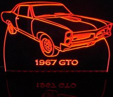 1967 GTO Acrylic Lighted Edge Lit LED Sign / Light Up Plaque Full Size Made in USA