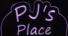 PJ's PJs Place Room Den Office (add your own name) Acrylic Lighted Edge Lit LED Sign / Light Up Plaque Full Size Made in USA