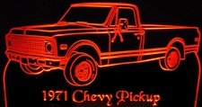 1971 Chevy Pickup Truck Acrylic Lighted Edge Lit LED Sign / Light Up Plaque Full Size Made in USA