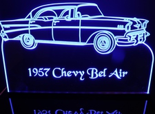 1957 Chevy Belair Acrylic Lighted Edge Lit LED Sign / Light Up Plaque Full Size Made in USA