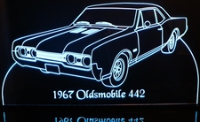 1967 Oldsmobile 442 Acrylic Lighted Edge Lit LED Car Sign / Light Up Plaque 67