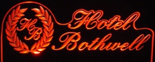 Hotel Bothwell Business Advertising Logo Acrylic Lighted Edge Lit LED Sign / Light Up Plaque