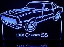 1968 Chevy Camaro SS Acrylic Lighted Edge Lit LED Sign / Light Up Plaque Full Size Made in USA