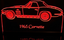 1965 Chevy Corvette Convertible Acrylic Lighted Edge Lit LED Sign / Light Up Plaque Full Size Made in USA