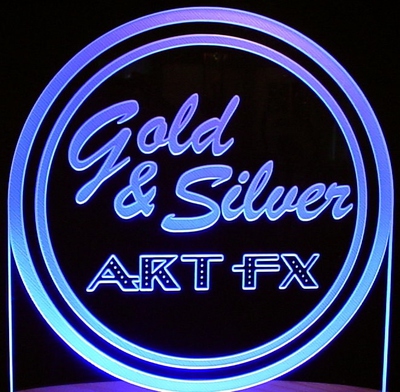 Gold & Silver Art FX Trophy Business Logo Advertising Acrylic