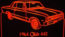 1964 Olds 442 Acrylic Lighted Edge Lit LED Car Sign / Light Up Plaque Oldsmobile