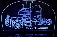 Semi Truck Acrylic Lighted Edge Lit LED Sign / Light Up Plaque Full Size Made in USA