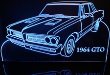 1964 GTO Acrylic Lighted Edge Lit LED Sign / Light Up Plaque Full Size Made in USA