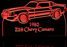 1980 Camaro Z28 Acrylic Lighted Edge Lit LED Sign / Light Up Plaque Full Size Made in USA