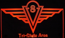 V 8 Wings Award Trophy Logo Acrylic Lighted Edge Lit LED Sign / Light Up Plaque Full Size Made in USA