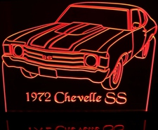 1972 Chevelle SS Acrylic Lighted Edge Lit LED Sign / Light Up Plaque Full Size Made in USA