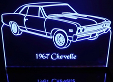 1967 Chevy Chevelle Acrylic Lighted Edge Lit LED Sign / Light Up Plaque Full Size Made in USA