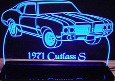 1971 Oldsmobile Cutlass S Acrylic Lighted Edge Lit LED Car Sign / Light Up Plaque